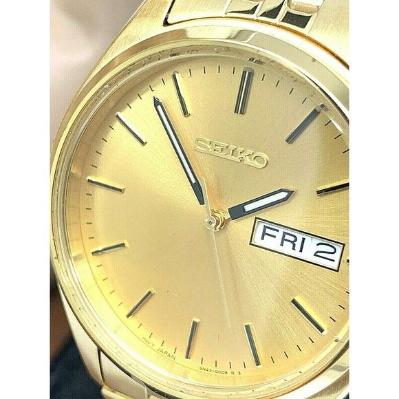 Seiko Other - Seiko Men's Watch SUR434 Quartz Gold Dial Day Date